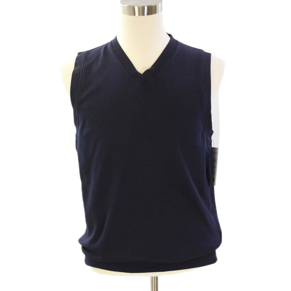 Bobby Jones Pima Cotton V-Neck Sweater Vest Mens M Navy Blue Golf Pullover